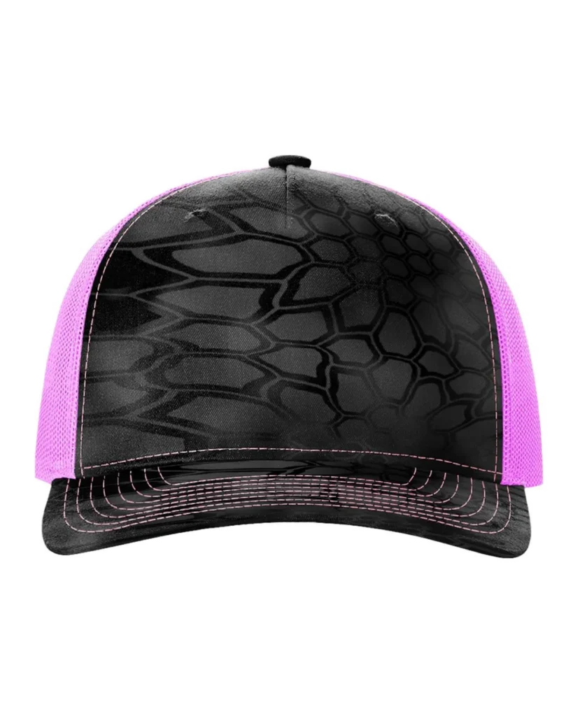 Richardson Printed Five-Panel Trucker Cap Kryptek Typhon/ Neon Pink