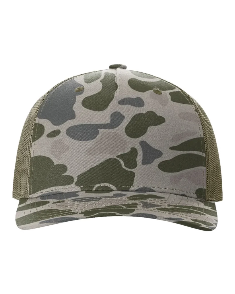 Richardson Printed Five-Panel Trucker Cap Marsh Duck Camo/ Loden