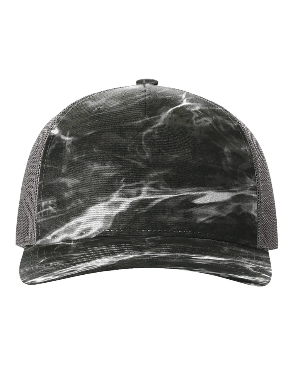 Richardson Printed Five-Panel Trucker Cap Mossy Oak Elements Blacktip/ Charcoal