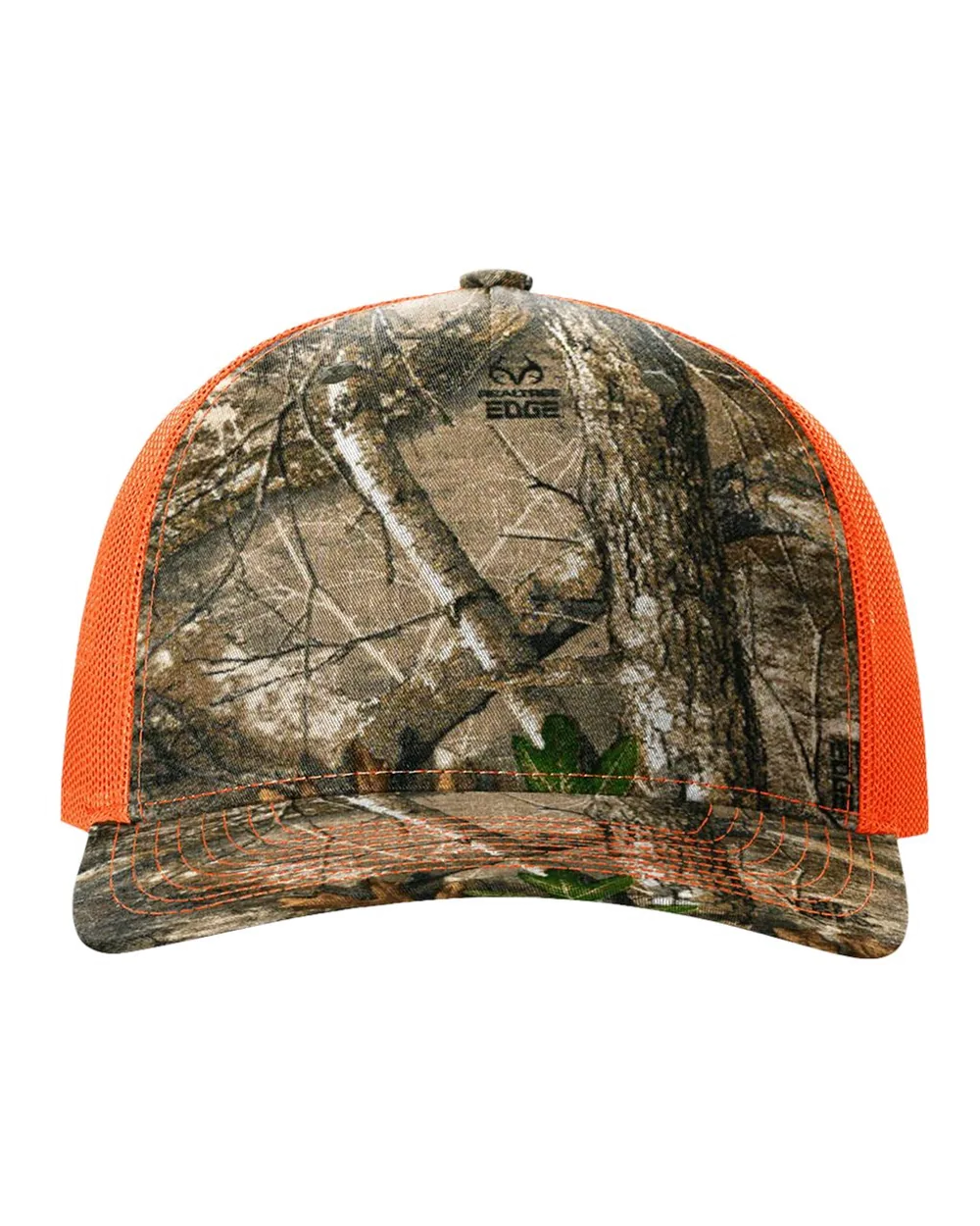 Richardson Printed Five-Panel Trucker Cap Realtree Edge/ Neon Orange