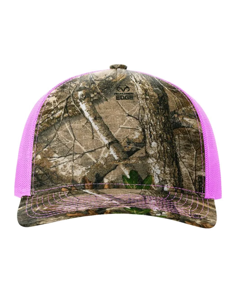 Richardson Printed Five-Panel Trucker Cap Realtree Edge/ Neon Pink