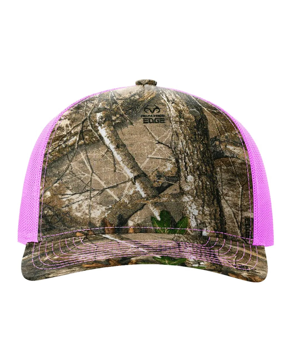 Richardson Printed Five-Panel Trucker Cap Realtree Edge/ Neon Pink