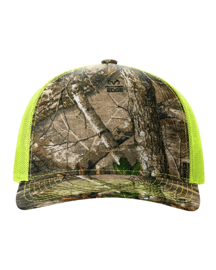 Richardson Printed Five-Panel Trucker Cap Realtree Edge/ Neon Yellow