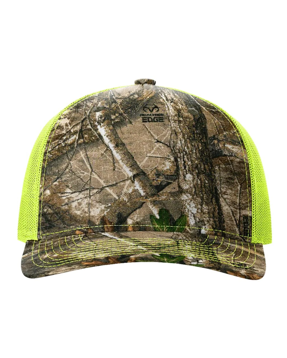 Richardson Printed Five-Panel Trucker Cap Realtree Edge/ Neon Yellow