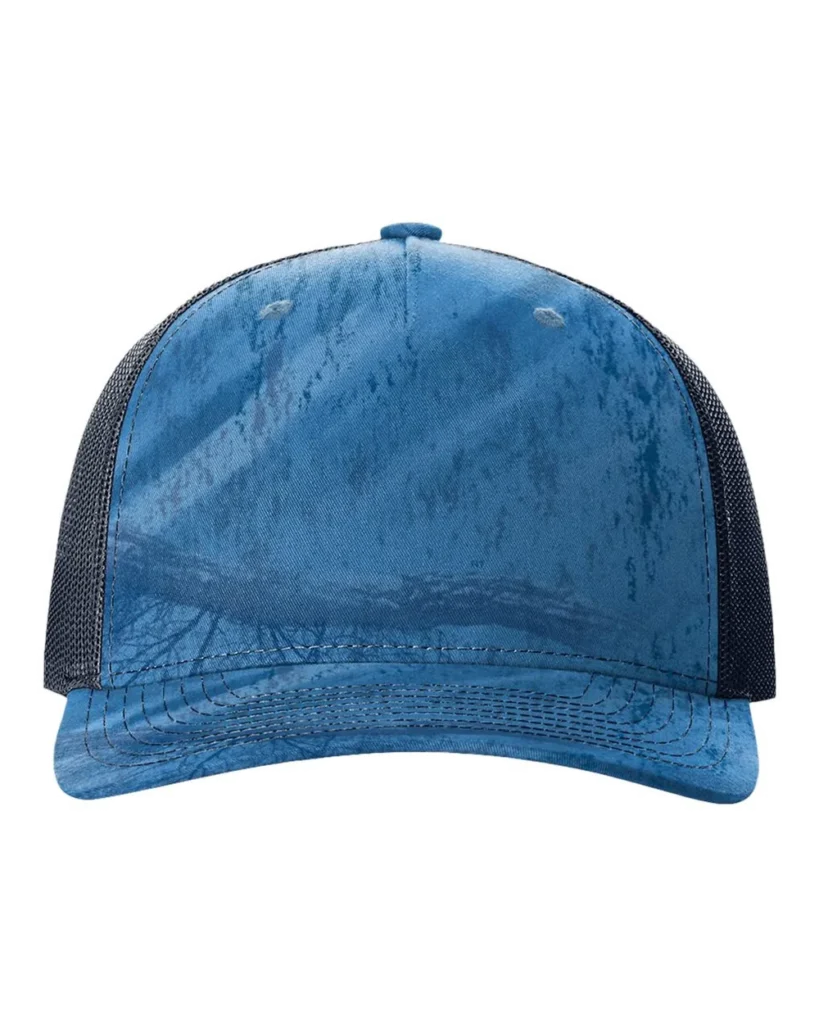 Richardson Printed Five-Panel Trucker Cap Realtree Fishing Light Blue/ Navy