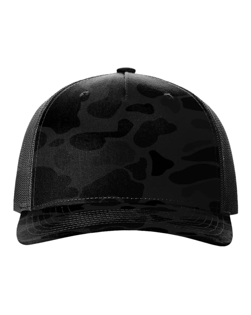 Richardson Printed Five-Panel Trucker Cap Sable Duck Camo/ Black