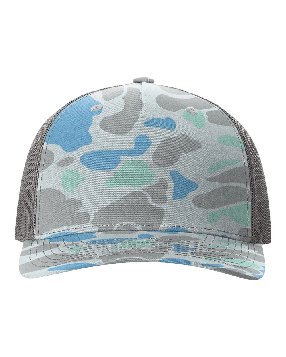 Richardson Printed Five-Panel Trucker Cap Saltwater Duck Camo/ Charcoal