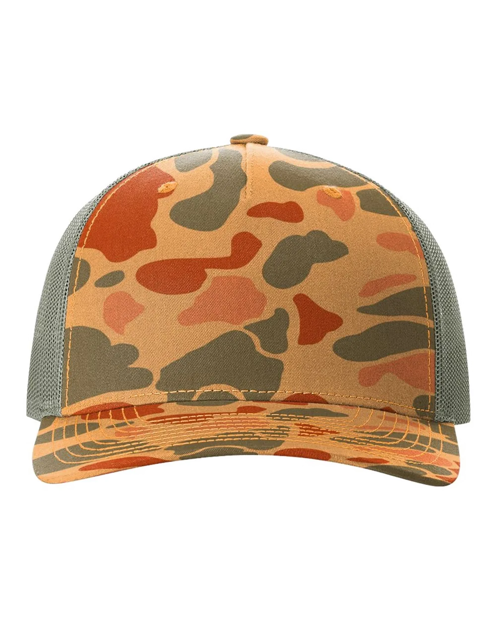 Richardson Printed Five-Panel Trucker Cap Sienna Duck Camo/ Loden Green