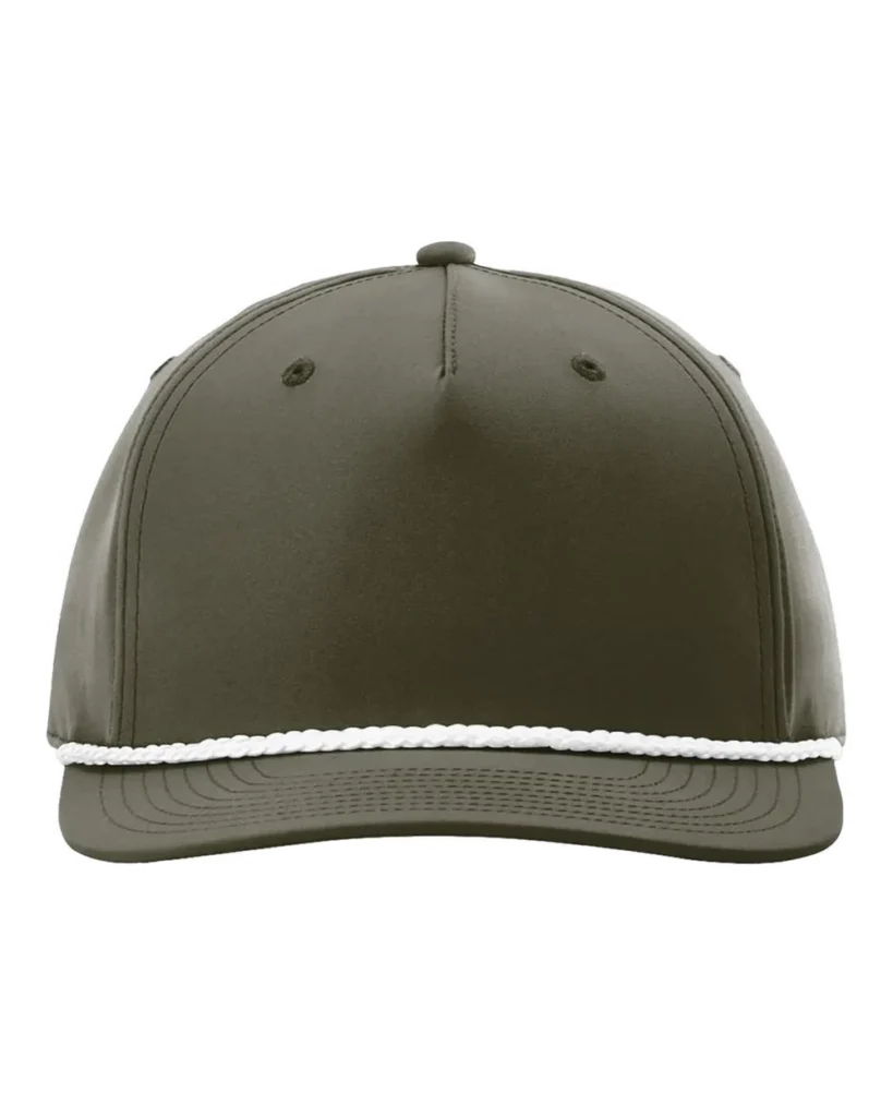 Richardson Five-Panel Rope Cap Dark Olive Green/ White