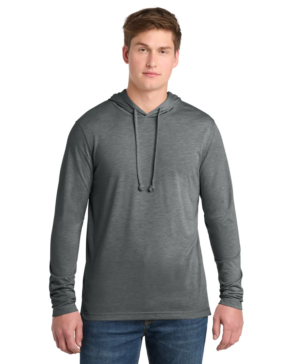 Sport-Tek Triblend Hooded Long Sleeve Dark Grey Heather