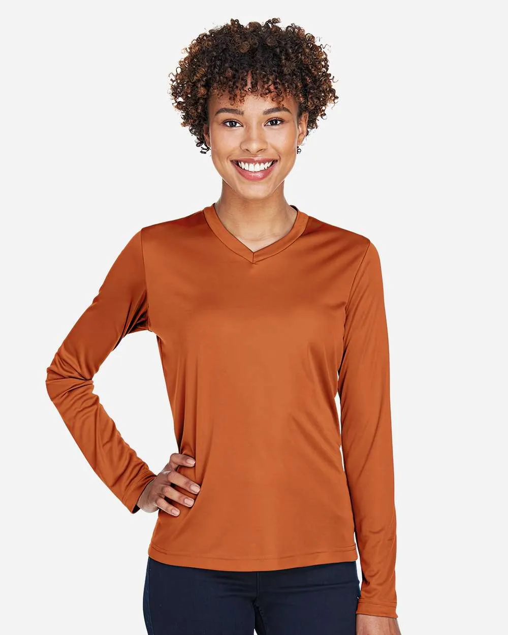 Team 365 Women's Performance Long Sleeve Sport Burnt Orange