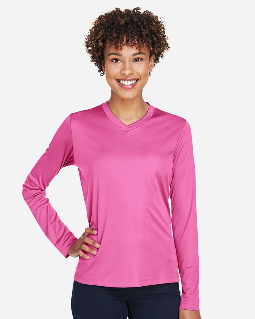 Team 365 Women's Performance Long Sleeve Sport Charity Pink