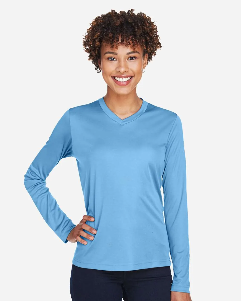 Team 365 Women's Performance Long Sleeve Sport Light Blue