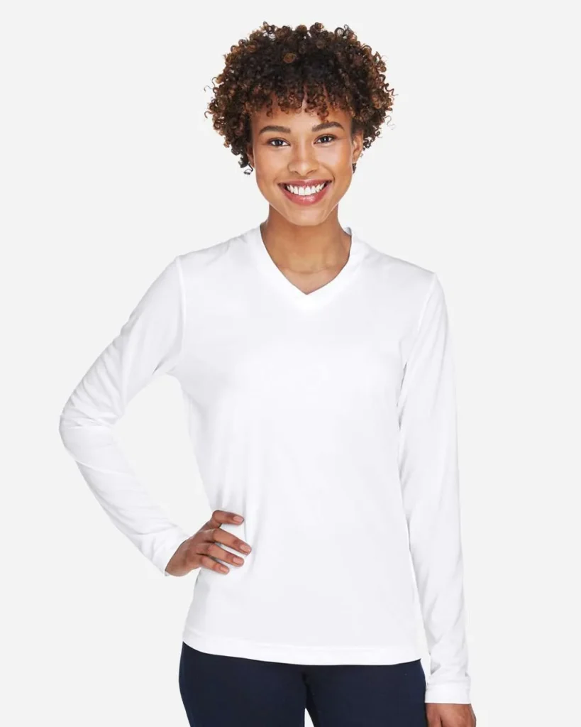 Team 365 Women's Performance Long Sleeve White