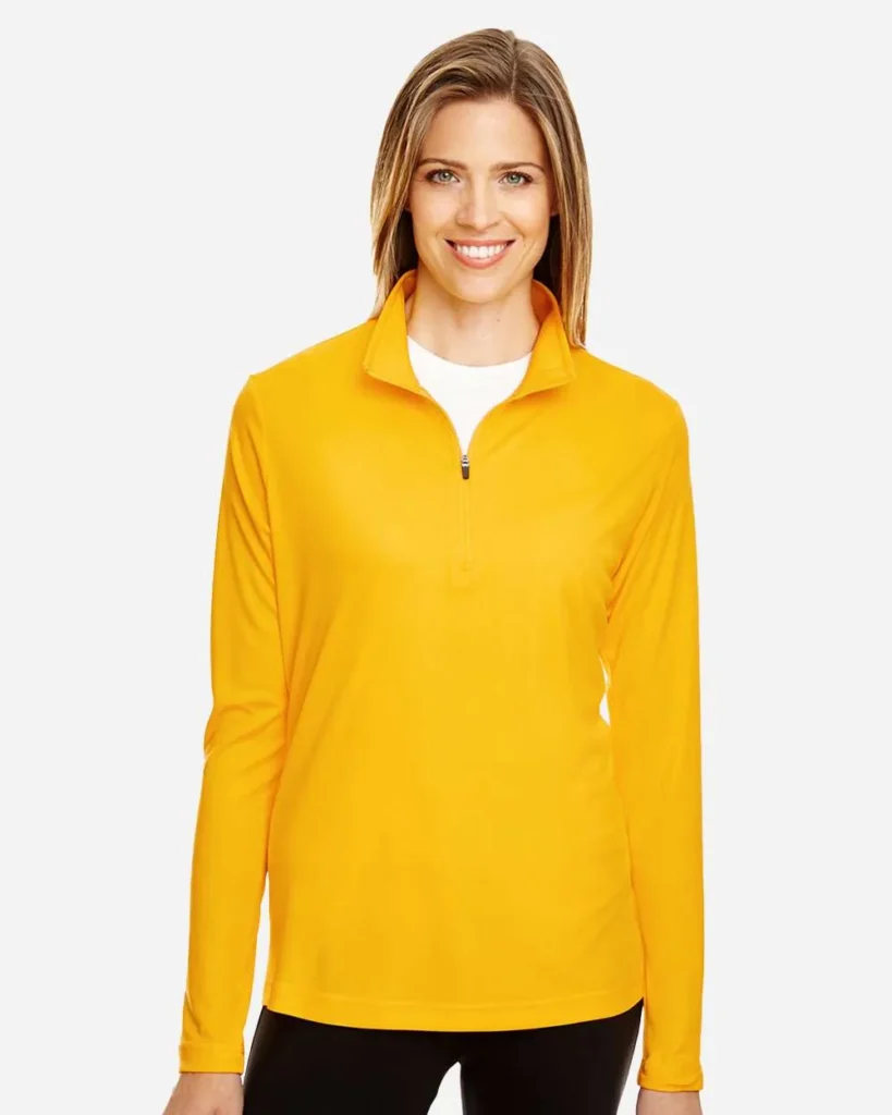 Team 365 Women's Performance Quater-Zip Pullover Sport Athletic Gold