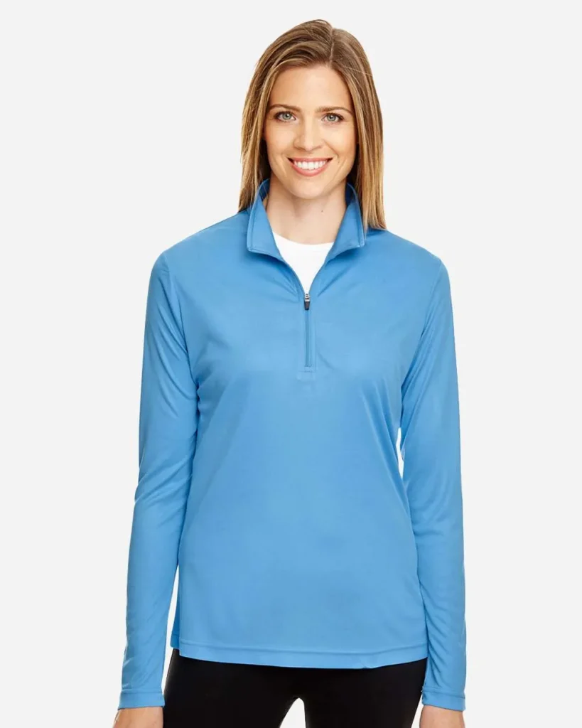 Team 365 Women's Performance Quater-Zip Pullover Sport Light Blue