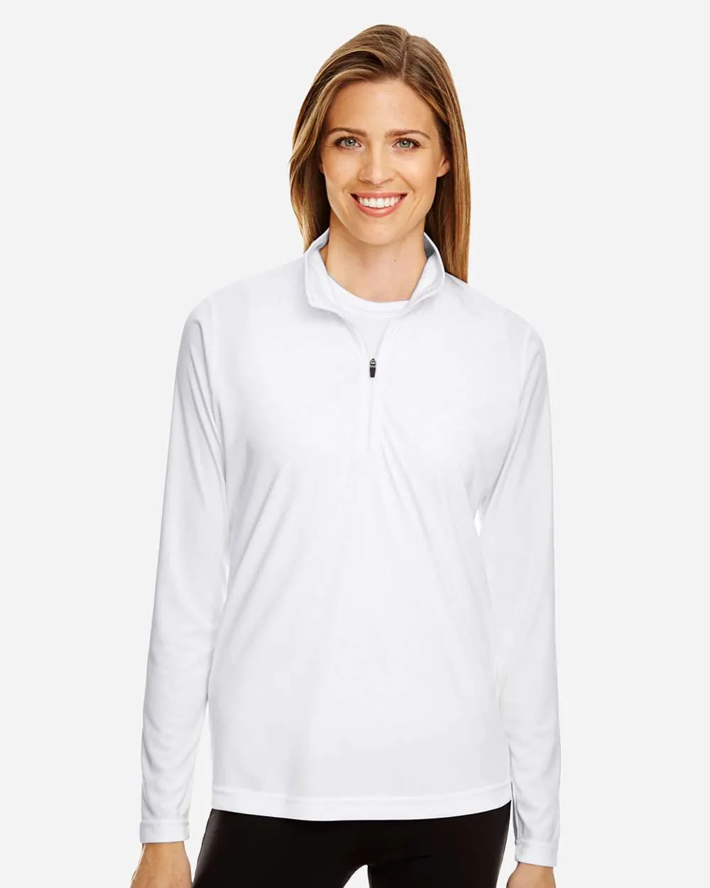 Team 365 Women's Performance Quater-Zip Pullover White